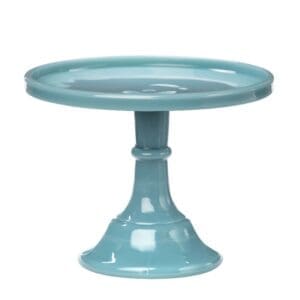 Glossy turquoise ceramic pedestal cake stand